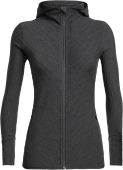 Icebreaker Descender Longsleeve Met Capuchon En Rits Dames, Grijs
